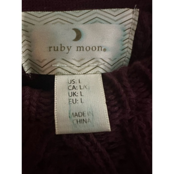 Anthropologie Ruby Moon Maroon Cable Knit Wool Blend Crew Neck Sweater Large - Picture 3 of 3